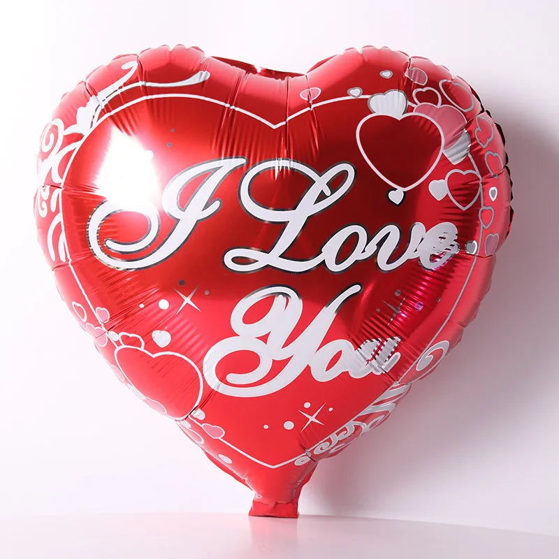 10pcs 18inch Valentines Helium Balloons I Love You Heart Shaped Foil Balloon Romantic Wedding Valentine's Day  Party Decorations