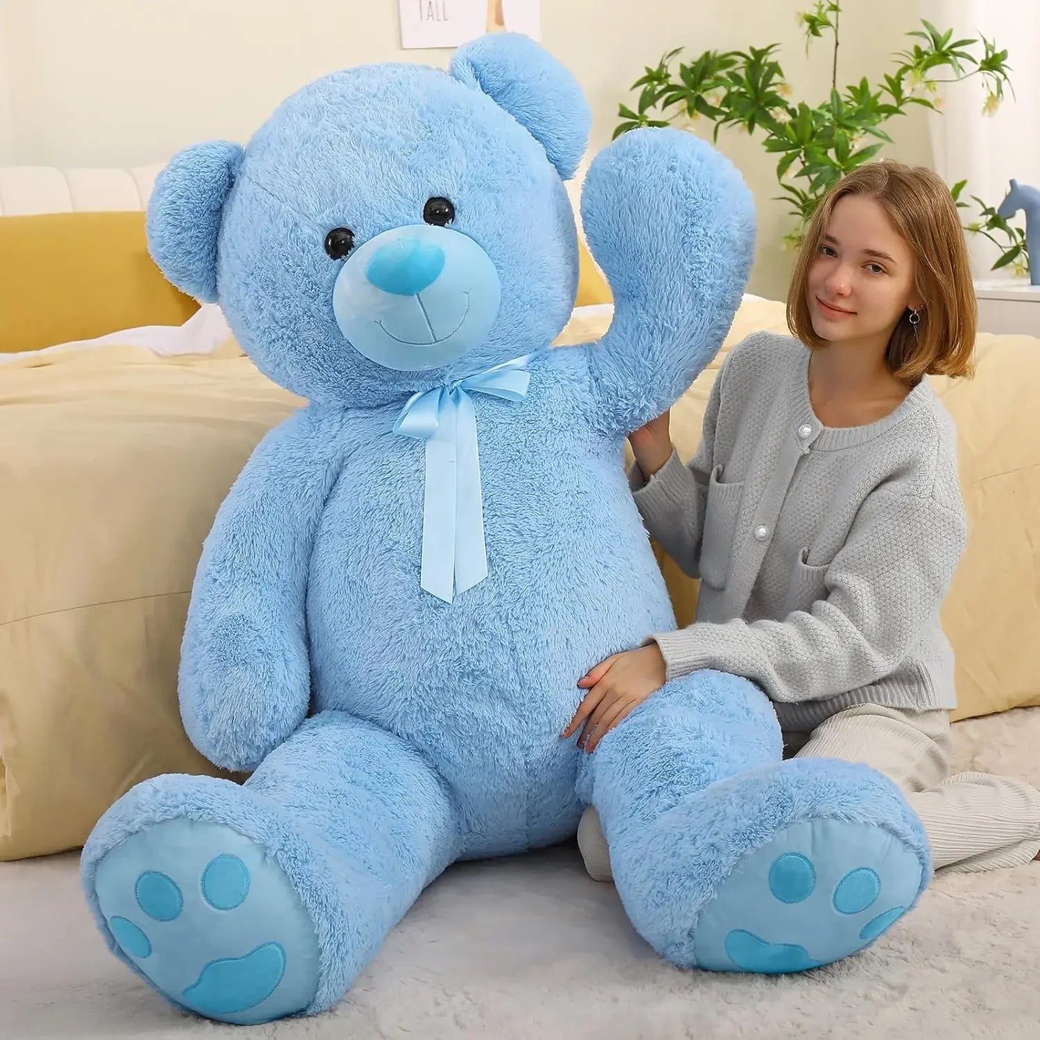 Giant 5 Feet Teddy Bear Stuffed Animal, Soft and Huggable Valentines Day Teddy Bear Plush for Girlfriend and Boyfriend