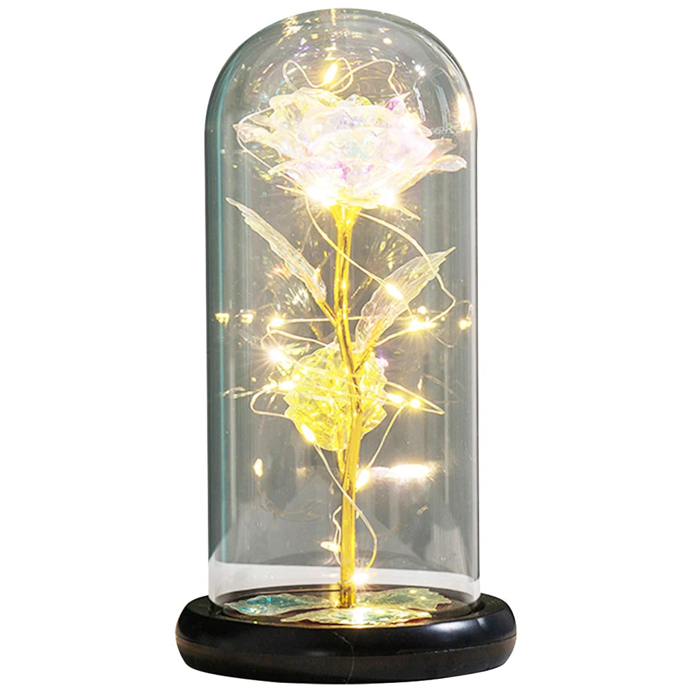 Galaxies Rose Foil Flower Battery Powered Rose Flowers In Glass Glowing Rose Flower Ornament Valentines Day Gift for Girlfriend