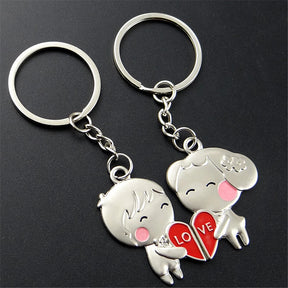 2pcs I Love You Key Chain Women Men Bag Pendant Couple Metal Red Heart Keychains Set For Boyfriend Girlfriend Valentine Day Gift