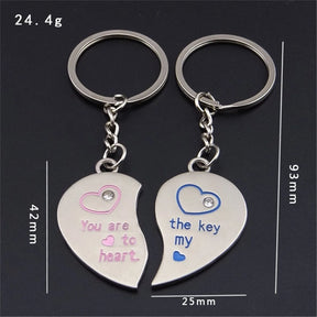 2pcs I Love You Key Chain Women Men Bag Pendant Couple Metal Red Heart Keychains Set For Boyfriend Girlfriend Valentine Day Gift