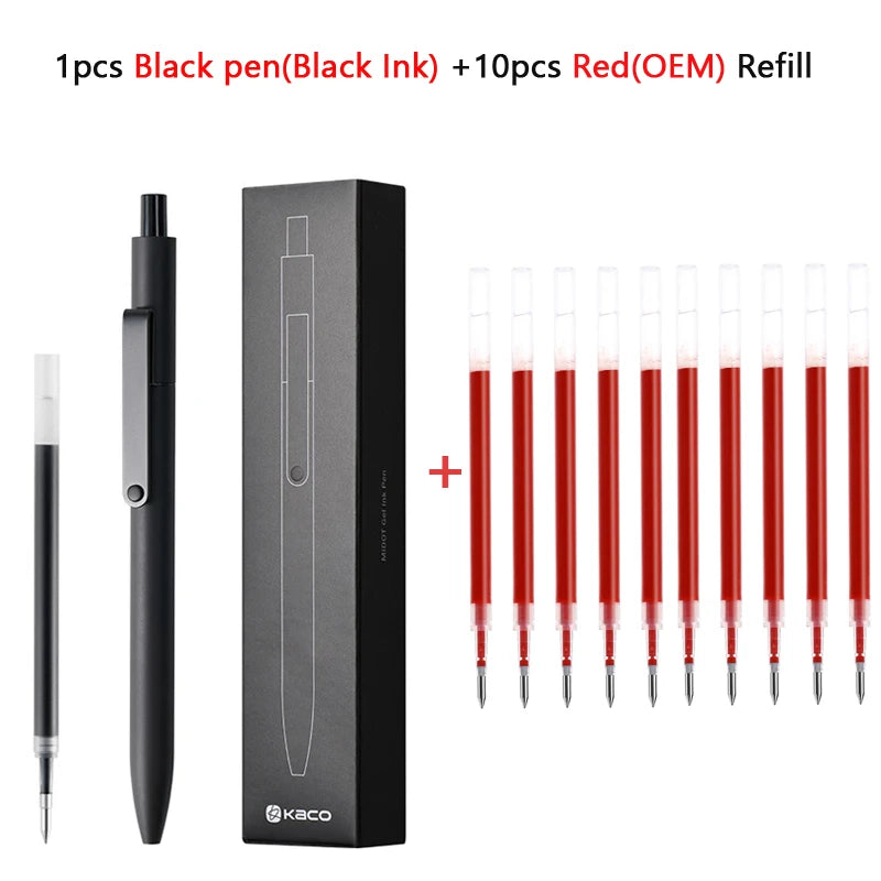 Kawaii Kaco Press Gel Pen School Stationery 0.5mm Quick Dry Black ink Signature Pens 800 Meter Fluent Writing for Office