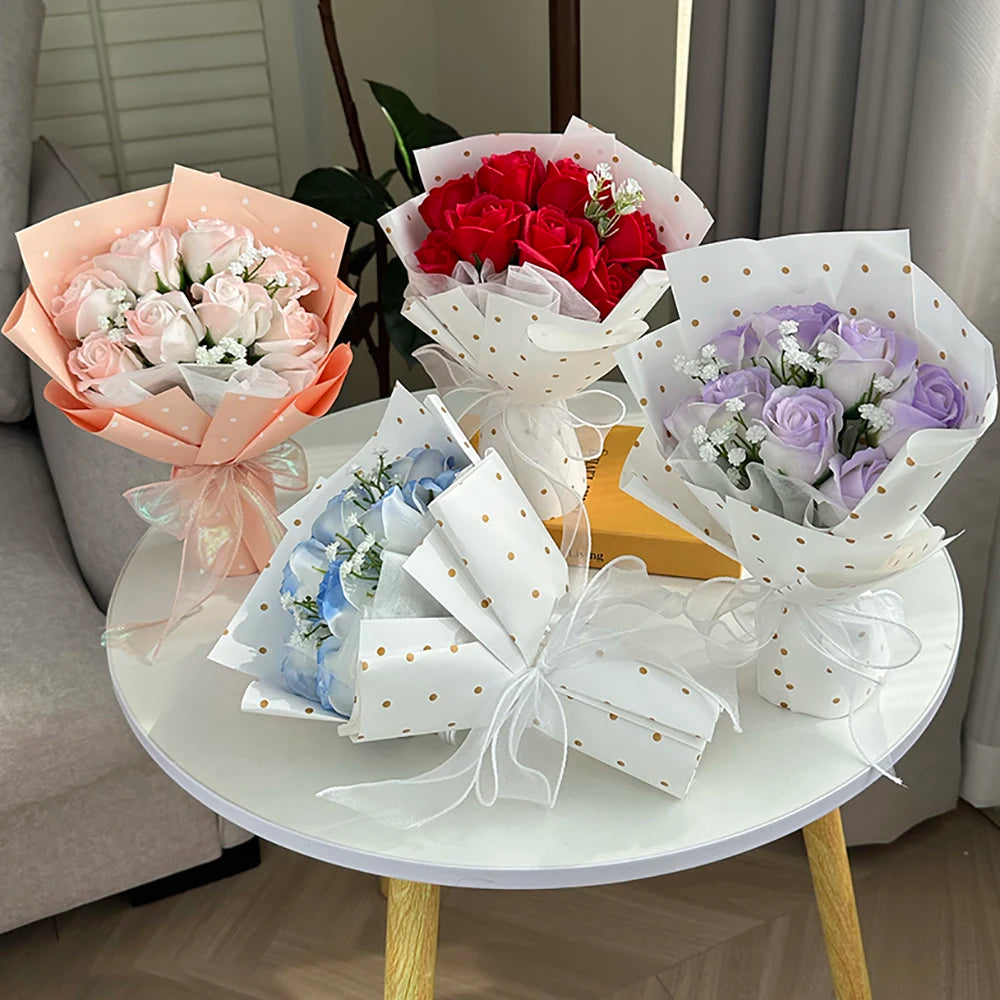 Valentine's Day Artificial Rose Soap Bouquets Eternal Flower Bouquet Christmas Gifts Wedding Birthday Party Home Decor Supplies