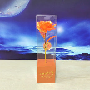 Valentines Day Gift for Girlfriend Eternal Rose LED Light Foil Flower In Glass Cover Mothers Day Wedding favors Bridesmaid Gift