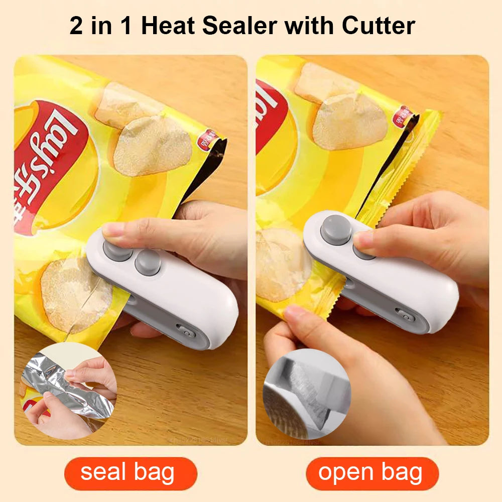 Mini Heat Bag Sealing Machine Package Sealer Bags Plastic Food Sealer Clip Bag Handheld Sealer Food Packaging Heat Sealer