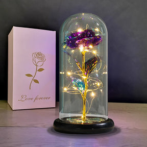 Galaxies Rose Foil Flower Battery Powered Rose Flowers In Glass Glowing Rose Flower Ornament Valentines Day Gift for Girlfriend