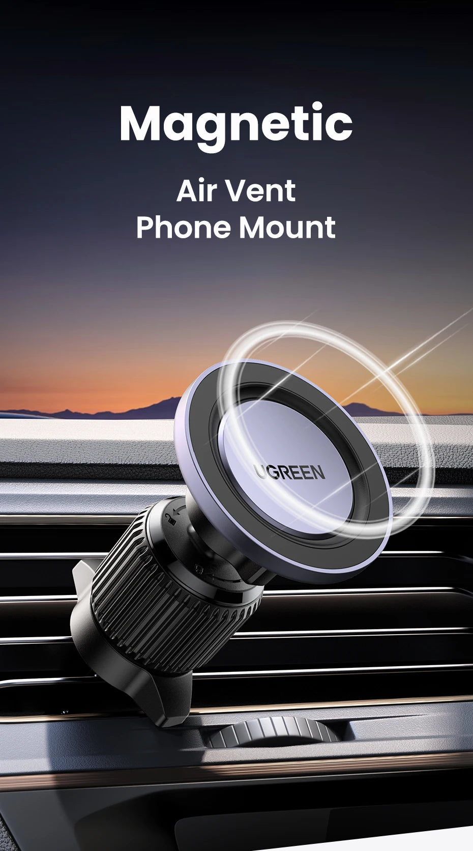 UGREEN Magnetic Car Phone Holder Air Vent Car Phone Stand For Magsafe iPhone 16 15 14 ProMax Xiaomi Samsung Strong Magnet Holder