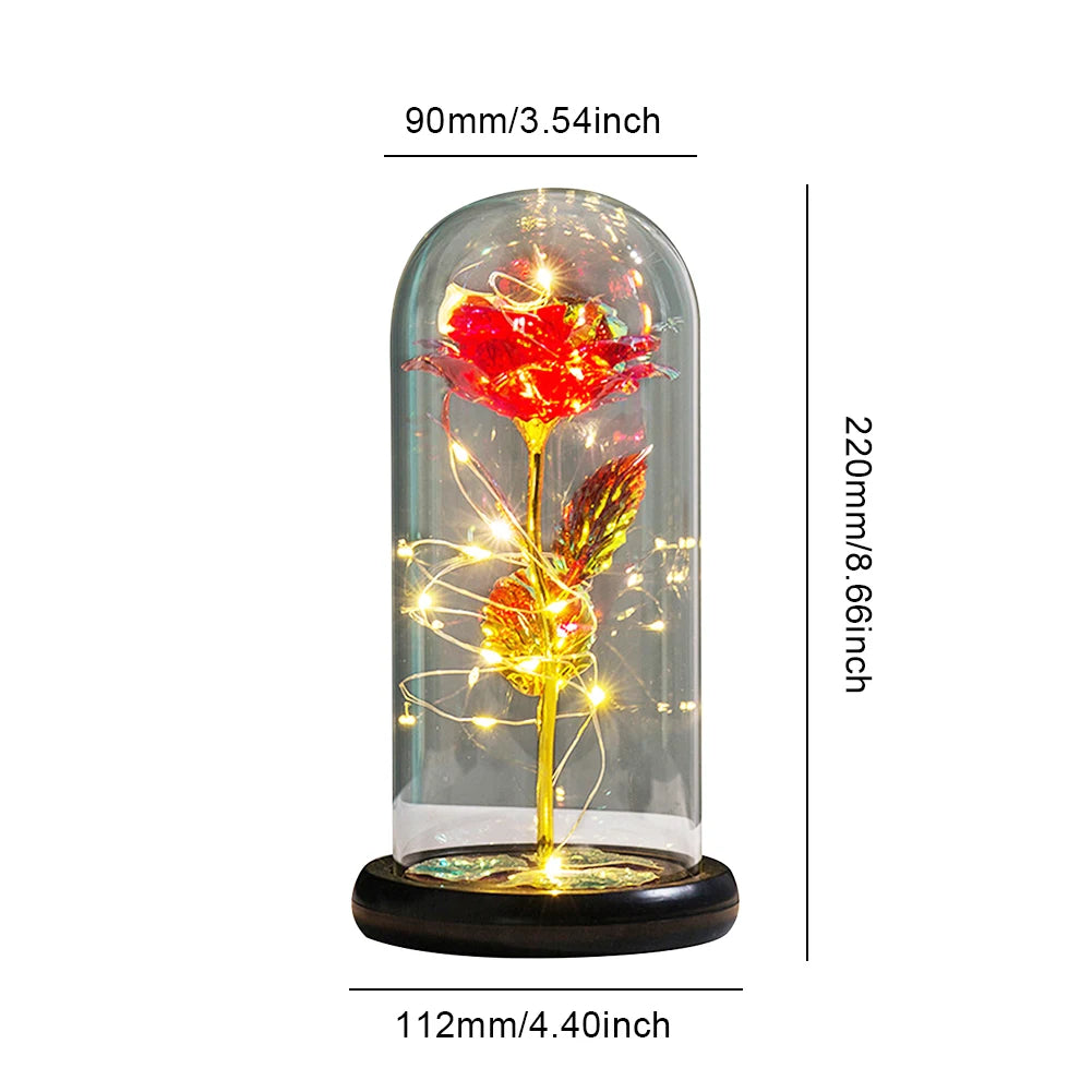 Galaxies Rose Foil Flower Battery Powered Rose Flowers In Glass Glowing Rose Flower Ornament Valentines Day Gift for Girlfriend