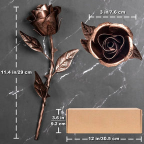 Iron Rose Gifts for Anniversary Bronze Metal Rose Flower Gift for Her Everlasting Rose for Wedding Christmas Mom Valentines Day