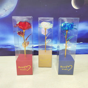 Valentines Day Gift for Girlfriend Eternal Rose LED Light Foil Flower In Glass Cover Mothers Day Wedding favors Bridesmaid Gift