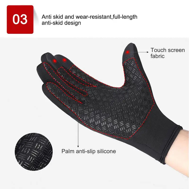 Winter Gloves For Men Waterproof Windproof Cold Gloves Snowboard Motorcycle Riding Driving Warm Touchscreen Zipper Glove