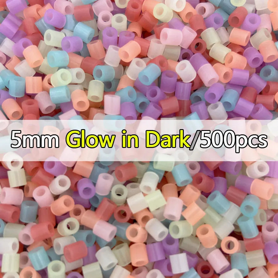 5mm Glow in Dark/500pcs perler Hama Beads 7 Colors Kids Education Diy Toys 100% Quality Guarantee New diy toy fuse beads