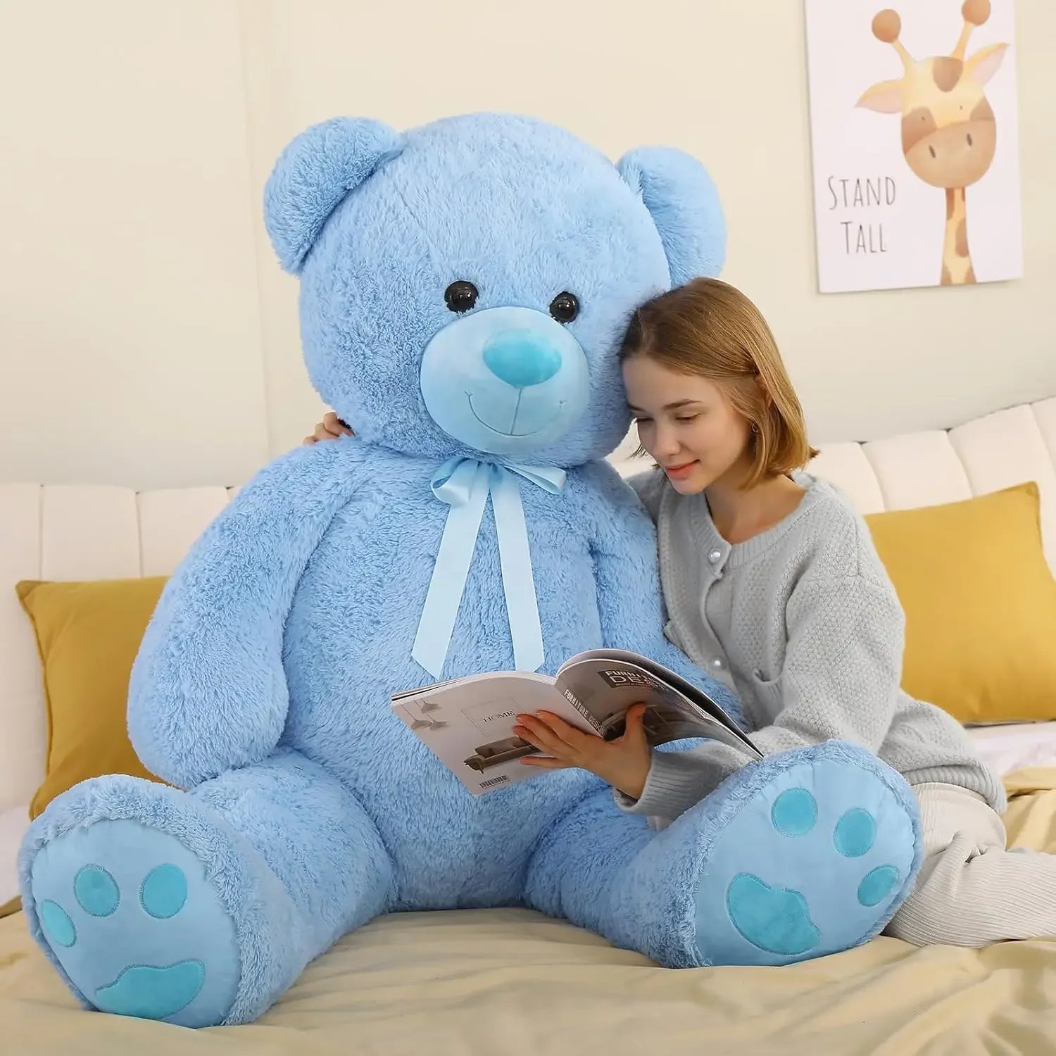 Giant 5 Feet Teddy Bear Stuffed Animal, Soft and Huggable Valentines Day Teddy Bear Plush for Girlfriend and Boyfriend