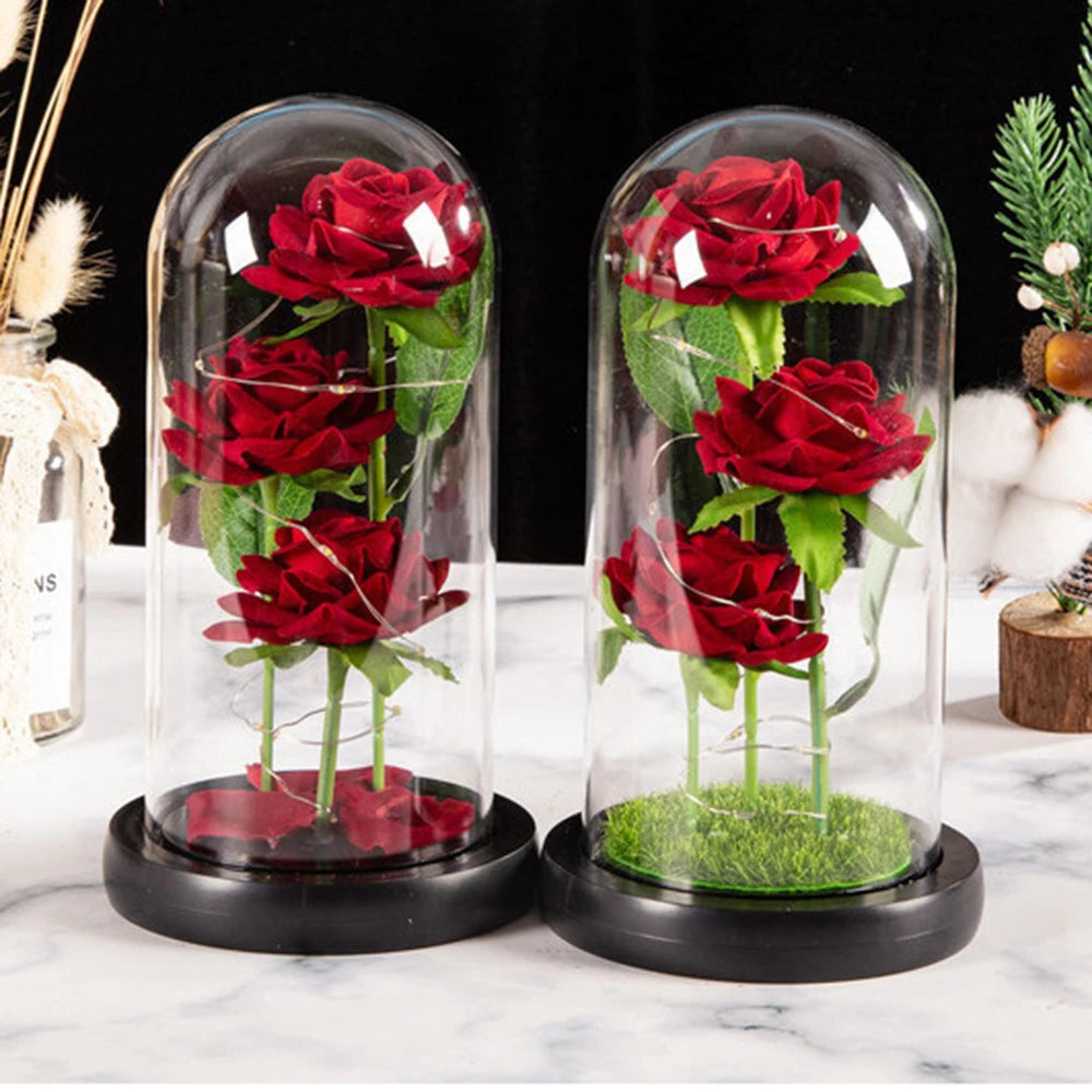 LED Galaxy Three Rose Artificial Flowers, Wedding Decoration, Creative Valentine'S Day and Mother'S Day Gift without Battery 1Pc