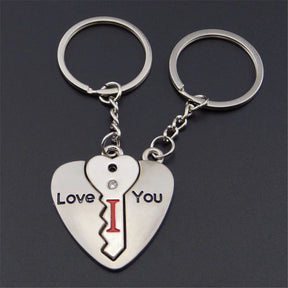 2pcs I Love You Key Chain Women Men Bag Pendant Couple Metal Red Heart Keychains Set For Boyfriend Girlfriend Valentine Day Gift